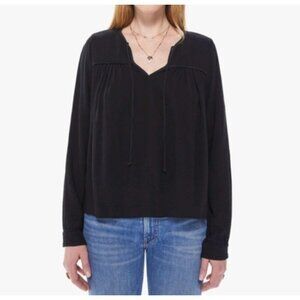 XIRENA Mae Top Long Sleeve Flowy Boho In Black Size S